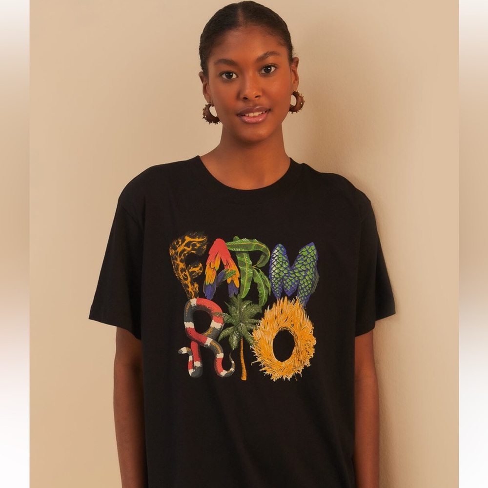 NWT FARM Rio Black Farm Rio Wild Relaxed T-
Shirt